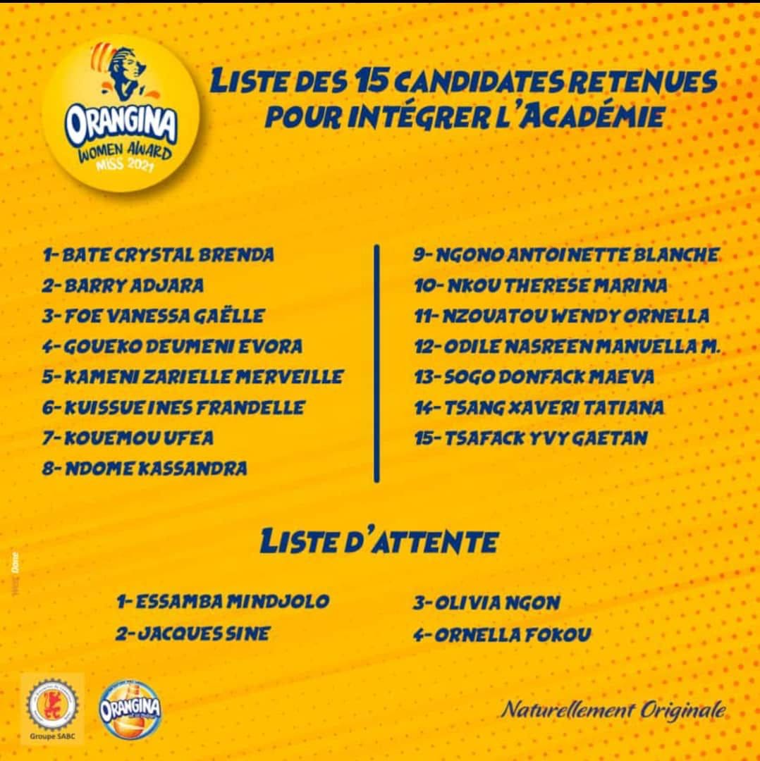Les 15 candidates retenues pour intégrer l’académie