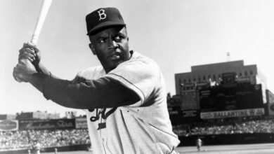 Photo de Jackie Robinson, le premier Afro-américain à jouer dans la Ligue majeure de baseball